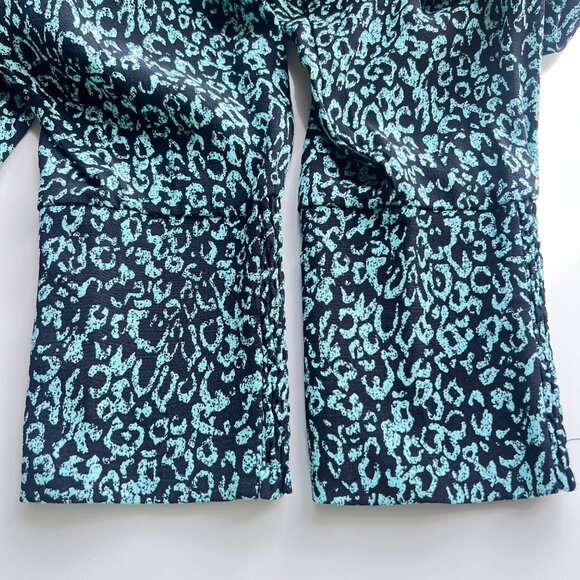 Zara Green & Black Leopard Print Long-Sleeve Wrap Dress Womens Size Large - Picture 5 of 12